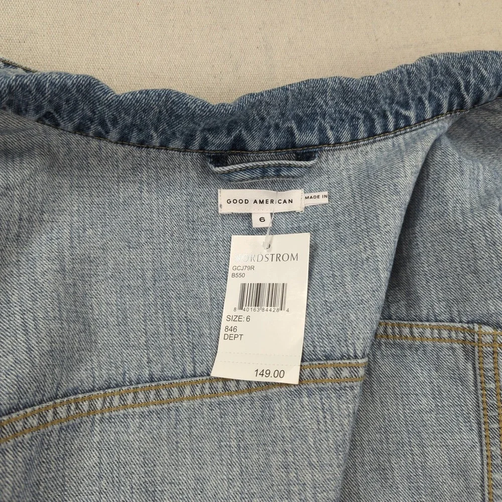 Good American Denim Jacket Womens 6 Blue Trucket Crop - Picture 11 of 15